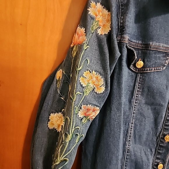 BOB MACKIE Wearable Art Vintage Embroidered Women's Designer Denim Shirt Small - Picture 6 of 12